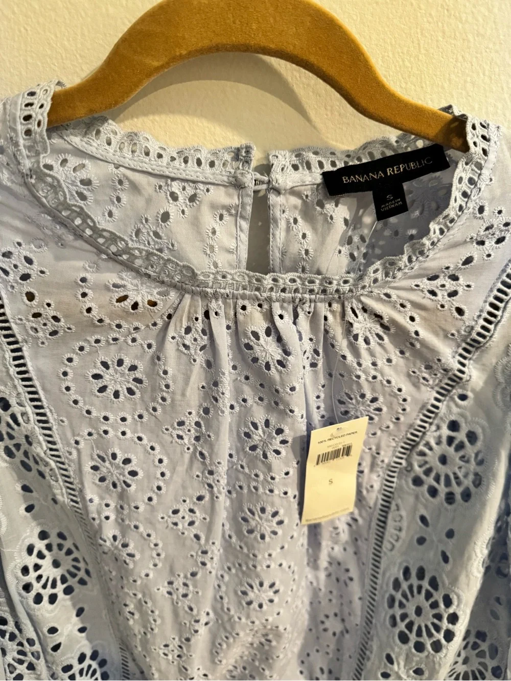 Banana Republic Light Blue Eyelet Peasant Blouse